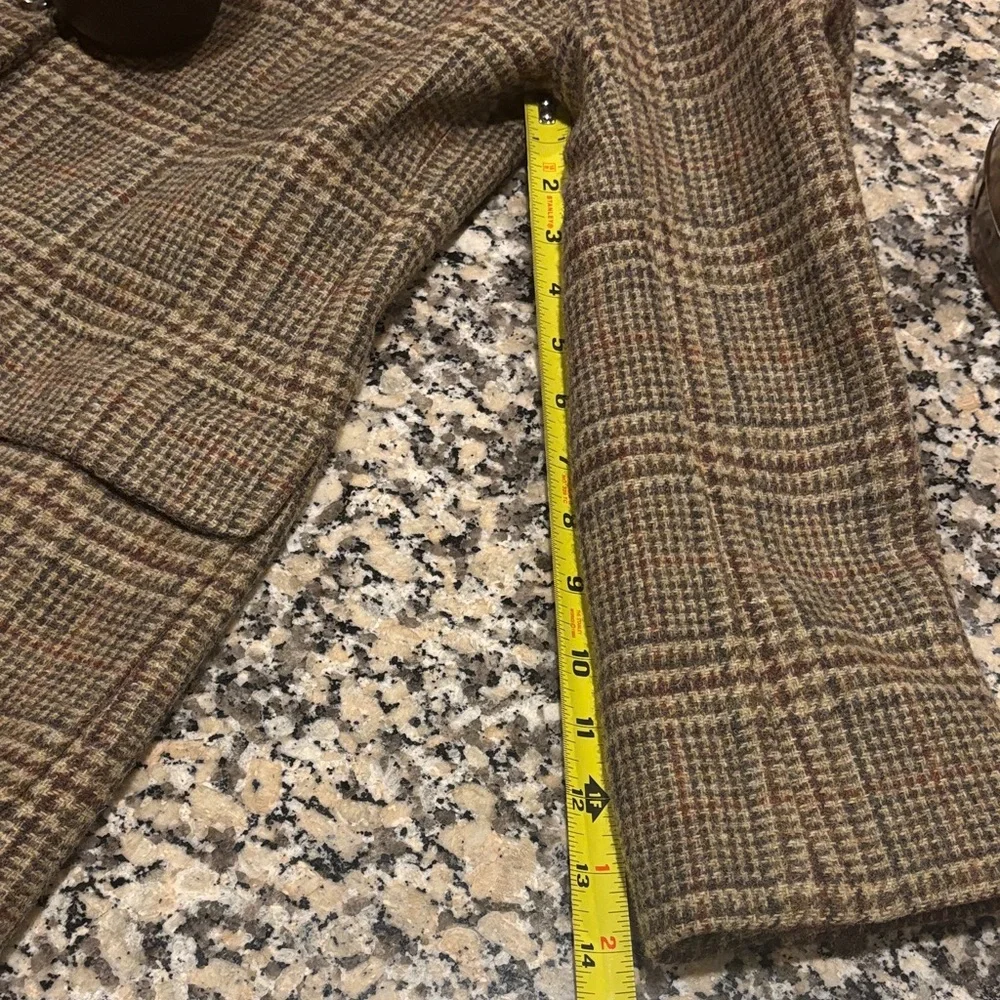 Lauren Ralph Lauren Equestrian Tweed Blazer Pure Wool Tan Beige Sz 6